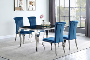 Betty Upholstered Side Chairs (Set of 4) (Teal and Chrome)