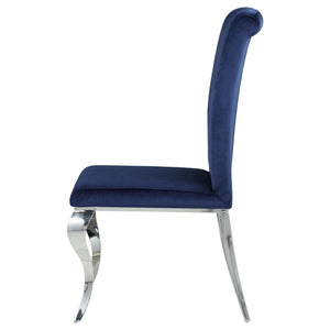 Betty Upholstered Side Chairs (Set of 4) (Ink Blue and Chrome)