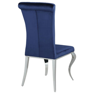 Betty Upholstered Side Chairs (Set of 4) (Ink Blue and Chrome)
