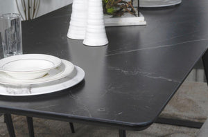 Smith Rectangle Ceramic Top Dining Set (Black)