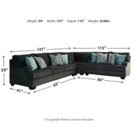 Charenton 3-Piece Sectional (Charcoal)