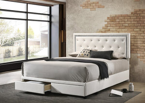 Brunswick Faux Leather Storage Platform Bed (White)