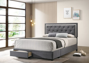 Liddle Velvet Upholstered Storage Platform Bed (Dark Grey)