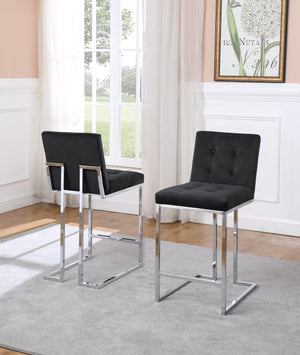 Ariana Counter Height Dining Chairs in Black with Silver Legs
