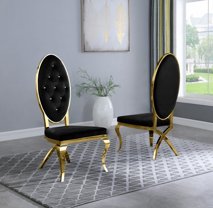 Madelyn Dining Chairs in Black with Gold Legs