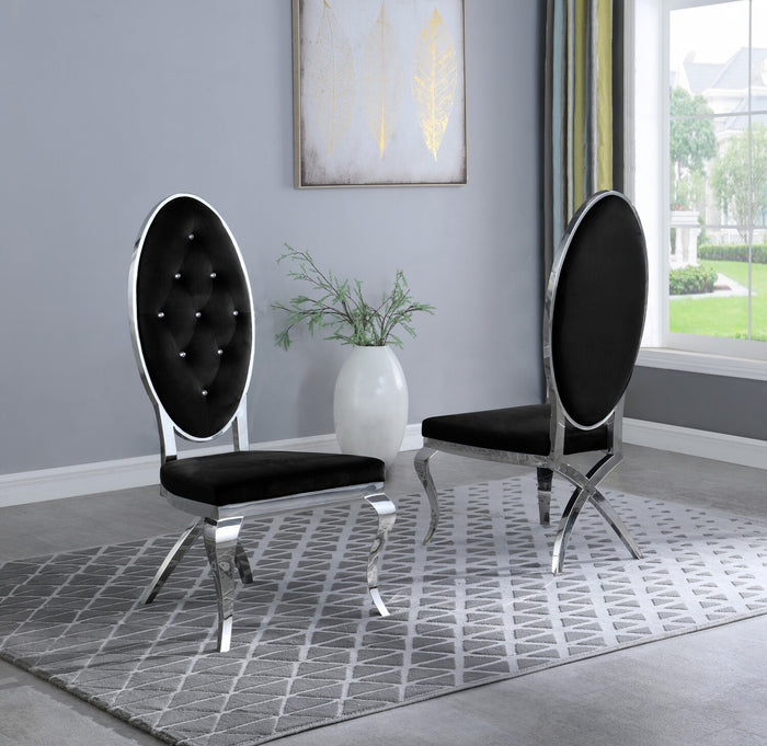 Madelyn Dining Chairs in Black with Chrome Legs