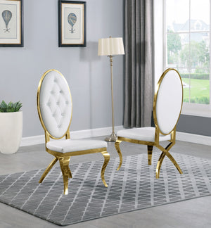 Madelyn Dining Chairs in White with Gold Legs