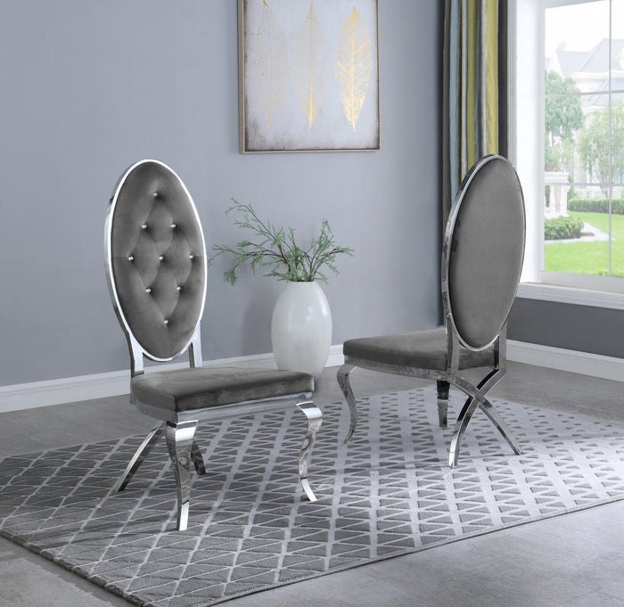 Madelyn Dining Chairs in Grey with Chrome Legs