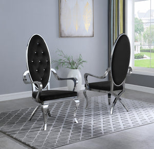 Madelyn Armed Dining Chairs in Black with Chrome Legs