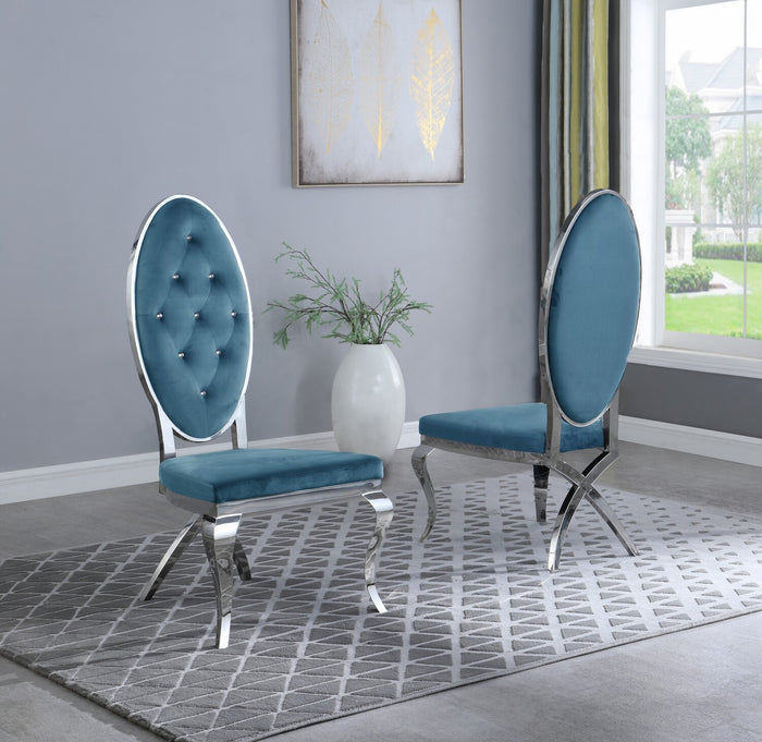 Madelyn Dining Chairs in Light Blue with Chrome Legs
