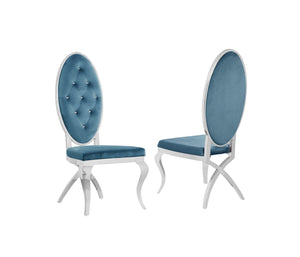 Madelyn Dining Chairs in Light Blue with Chrome Legs