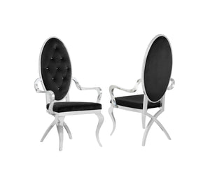 Madelyn Armed Dining Chairs in Black with Chrome Legs