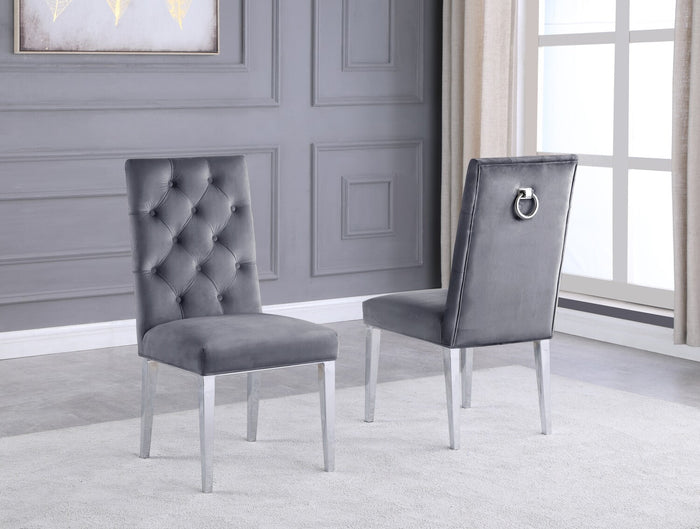 Maverick Dining Chairs in Grey with Chrome Legs