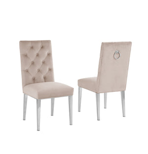 Maverick Dining Chairs in Beige with Chrome Legs