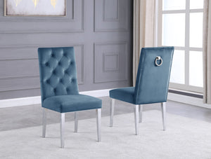 Maverick Dining Chairs in Blue with Chrome Legs
