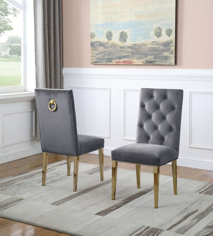 Maverick Dining Chairs in Grey with Gold Legs