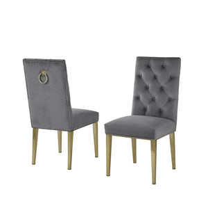 Maverick Dining Chairs in Grey with Gold Legs