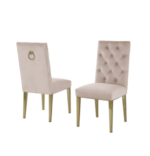 Maverick Dining Chairs in Beige with Gold Legs