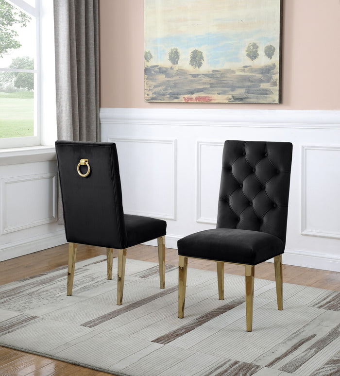 Maverick Dining Chairs in Black with Gold Legs