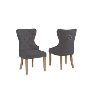 Cora Dining Chair in Grey with Wooden Legs