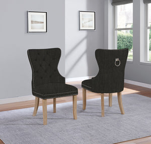 Cora Dining Chair in Black with Wooden Legs