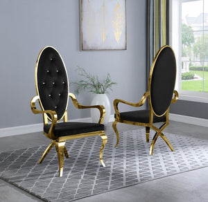 Madelyn Armed Dining Chairs in Black with Gold Legs