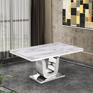 Luis White Marble Dining Table