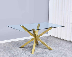 Ace Glass Dining Table (Glass/Gold)