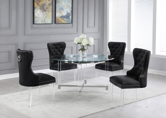 Joaquin Acrylic Dining Set with Black Chairs