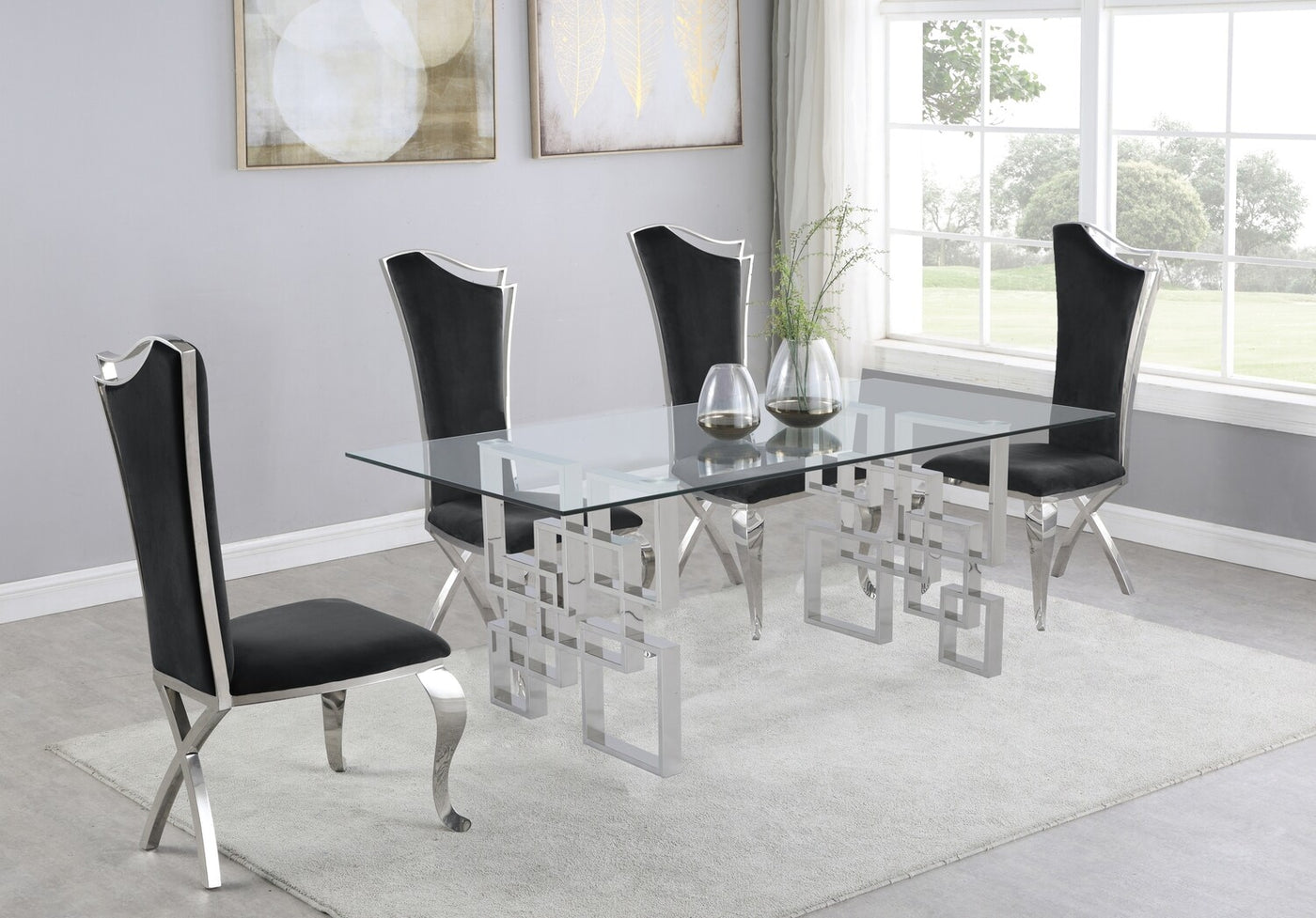 Muhammad Glass Table with Black Chairs – Fully Furnished