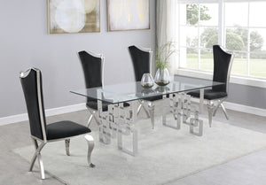 Muhammad Glass Table with Black Chairs