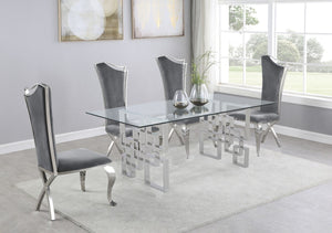 Muhammad Glass Table with Grey Chairs