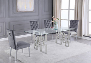 Iker Glass Table with Grey Chairs