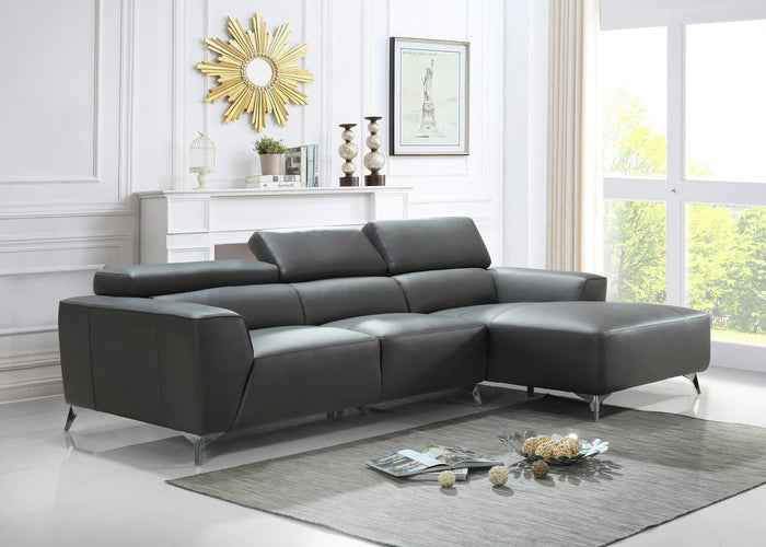 Graham Grey Leather Sectional
