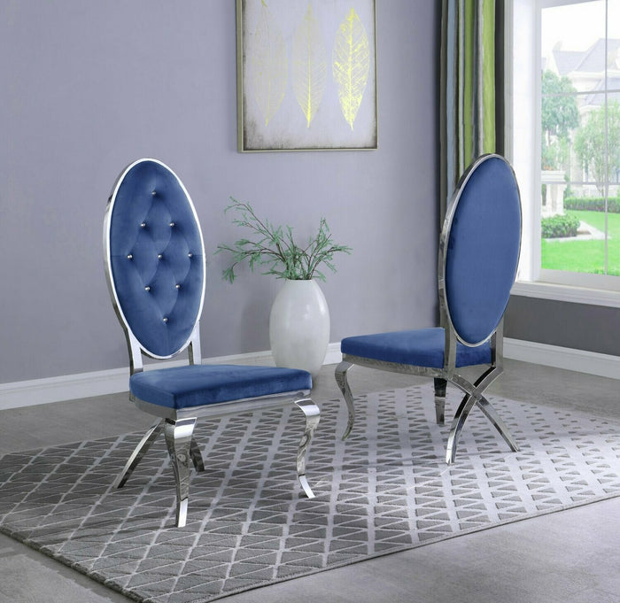 Madelyn Dining Chairs in Blue with Chrome Legs