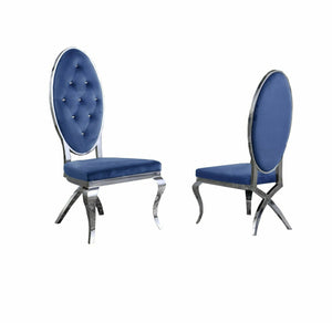 Madelyn Dining Chairs in Blue with Chrome Legs