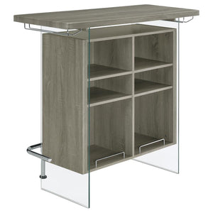 Acosta Rectangular Bar Unit with Footrest and Glass Side Panels (Grey)