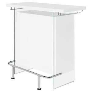 Acosta Rectangular Bar Unit with Footrest and Glass Side Panels (White)