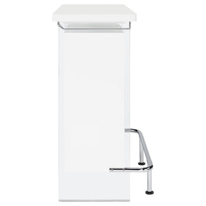 Acosta Rectangular Bar Unit with Footrest and Glass Side Panels (White)