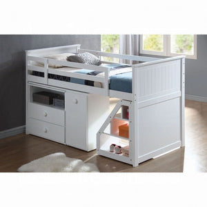 Wyatt Loft Bed With Chest, Pull out Desk And Latter  (White)