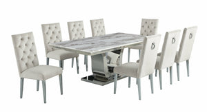 Ayden White Marble Table Dining Collection With White Chairs