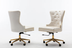 Wendy Tufted Faux leather Adjustable Chair Gold Base (White)
