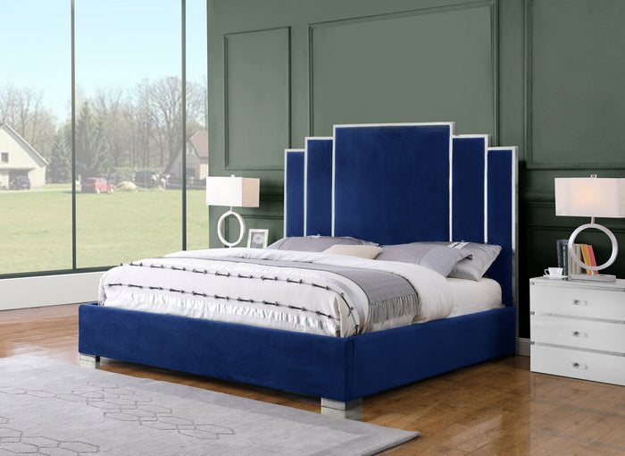 Cole Velvet Queen Bed Frame (Blue)
