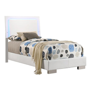 Felicity Panel Bed with LED Lighting (Glossy White)