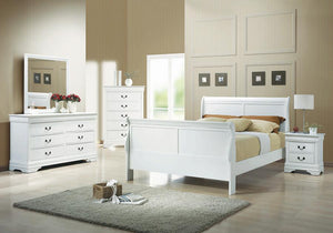 Louis Philippe Sleigh Panel Bed (White)
