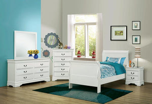 Louis Philippe Sleigh Panel Bed (White)