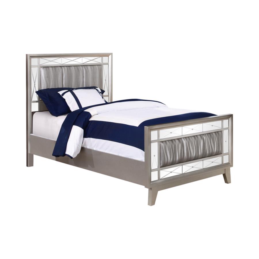 coaster company leighton dresser metallic mercury Leighton Panel Bed with Mirrored Accents (Mercury Metallic) – Fully  Furnished
