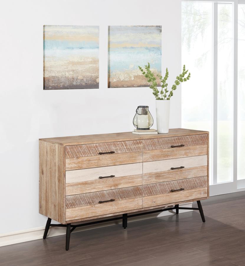 Marlow 6-drawer Dresser (Rough Sawn Multi) – Fully Furnished