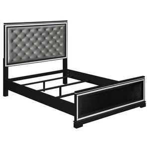 Eleanor Upholstered Tufted Bed (Silver and Black)