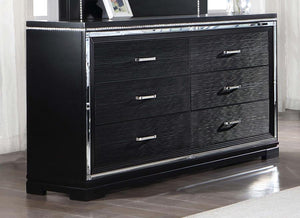 Eleanor Rectangular 6-drawer Dresser (Silver and Black)